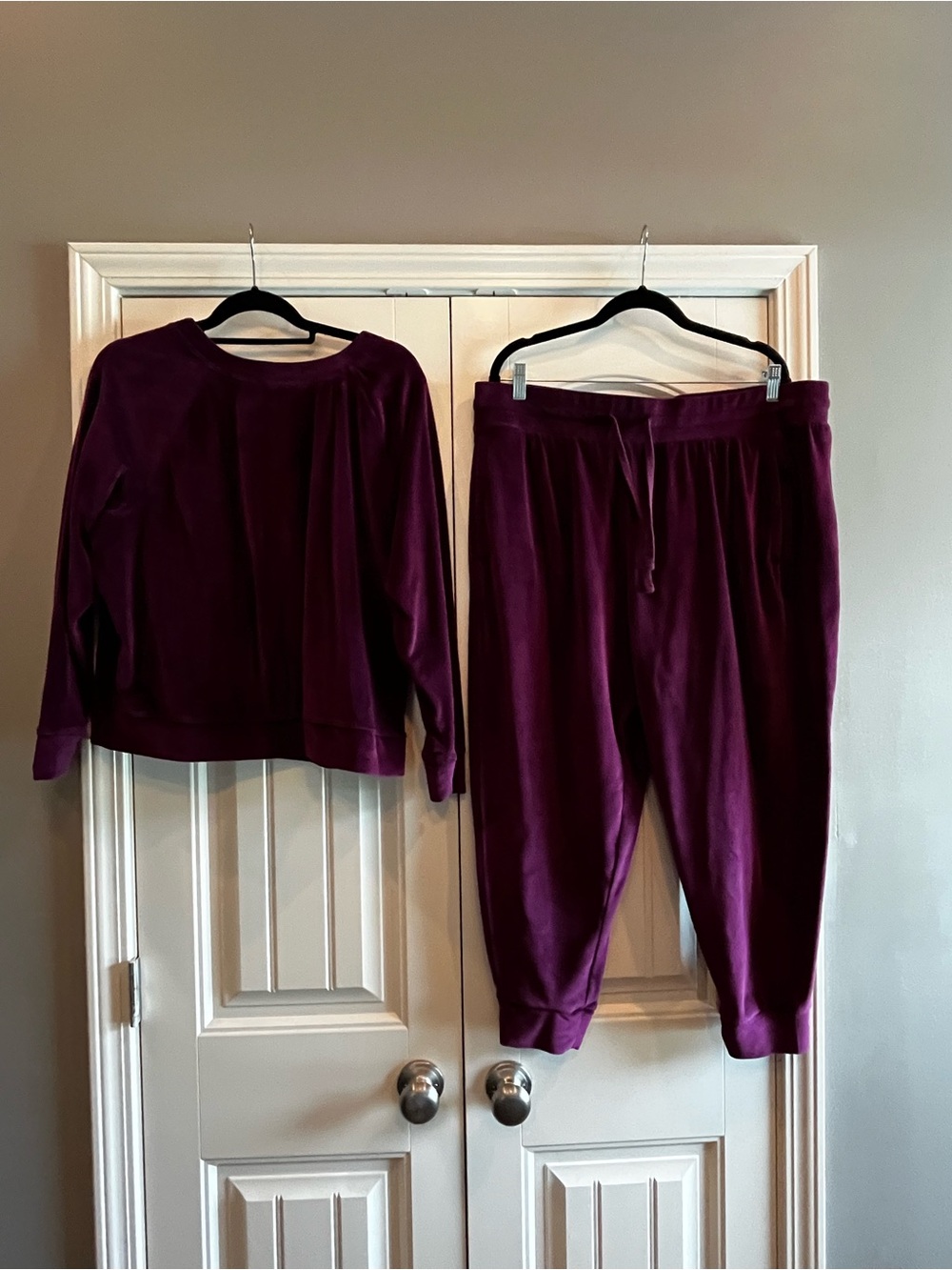Terra & Sky Plush Velvet Jogger Set in Plum